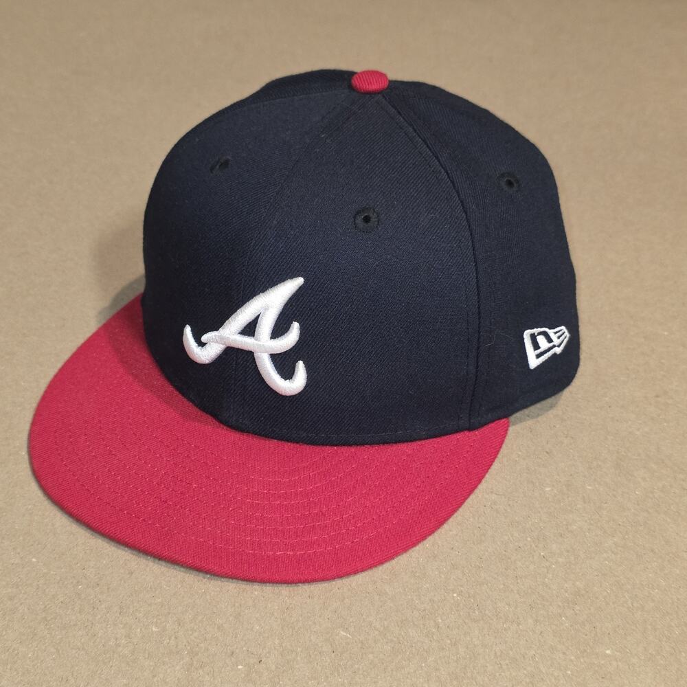 Atlanta Braves Hat New Era Size 7 Fitted 59Fifty Blue MLB ON Field